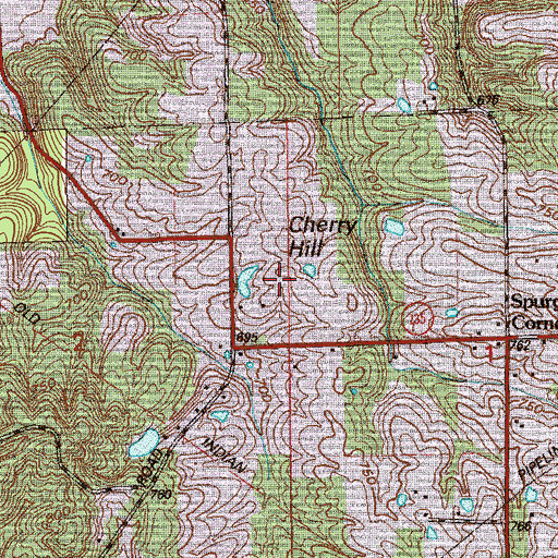 Topographic Map of Cherry Hill Airport, IN