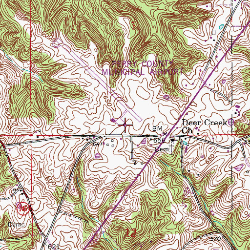 Topographic Map of Perry County Municipal Airport, IN