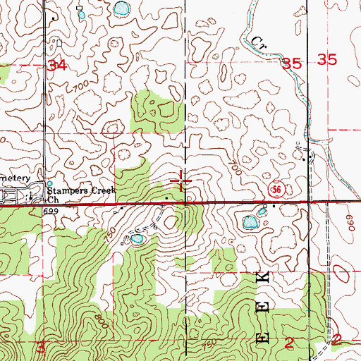 Topographic Map of Stampers Creek, IN