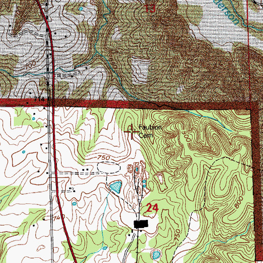 Topographic Map of Faubion Cemetery, IN