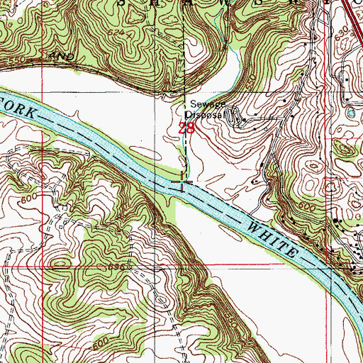 Topographic Map of Spider Creek, IN