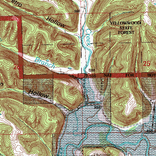 Topographic Map of May Branch, IN