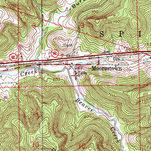 Topographic Map of Grodey Cemetery, IN