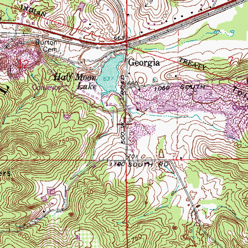 Topographic Map of Georgia Cemetery, IN