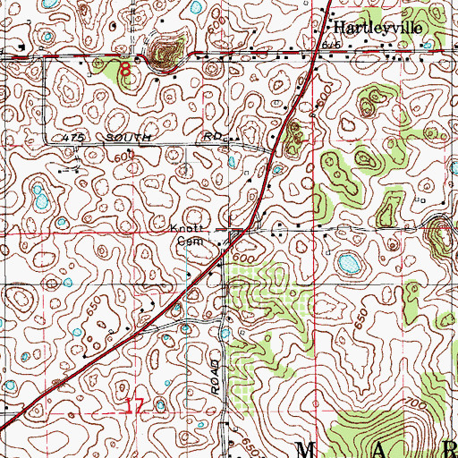 Topographic Map of Knott Cemetery, IN