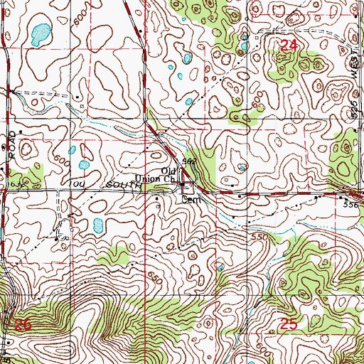 Topographic Map of Old Union Church, IN