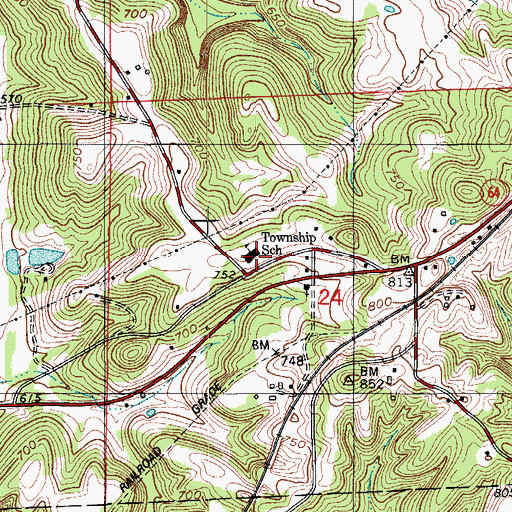Topographic Map of Township School, IN