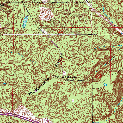 Topographic Map of McKensie Ridge, IN