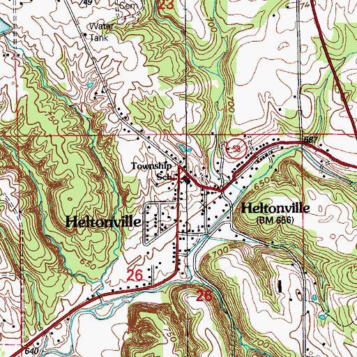 Topographic Map of Pleasant Run Township School, IN
