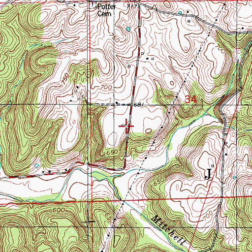 Topographic Map of Johnson Township School, IN