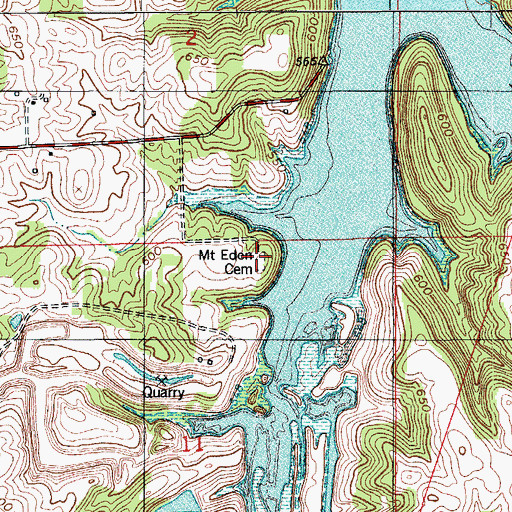 Topographic Map of Mount Eden Cemetery, IN