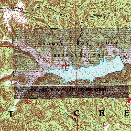 Topographic Map of Maumee Boy Scout Reservation, IN