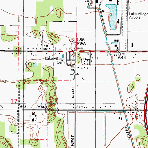Topographic Map of Village Baptist Church, IN