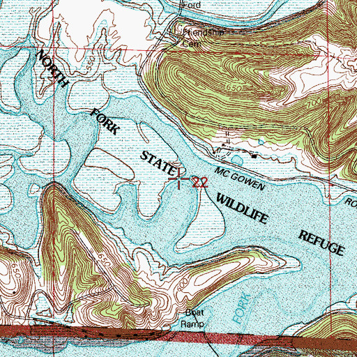 Topographic Map of North Fork State Wildlife Refuge, IN