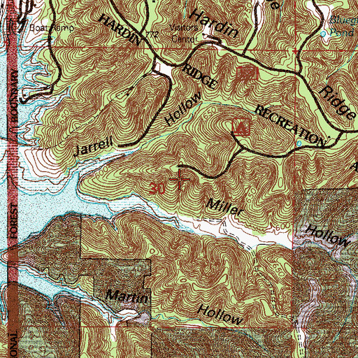 Topographic Map of Hardin Ridge Recreation Site, IN