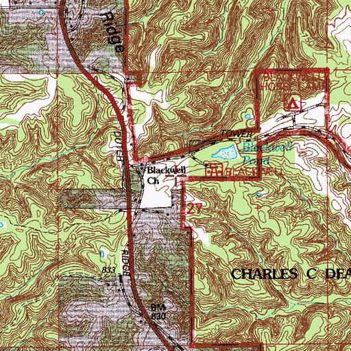 Topographic Map of Blackwell Pond Campground, IN