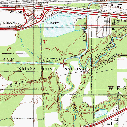 Topographic Map of Salt Creek, IN