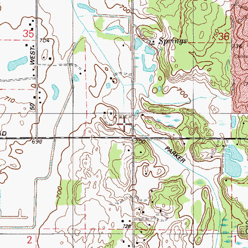 Topographic Map of Parker Ditch, IN