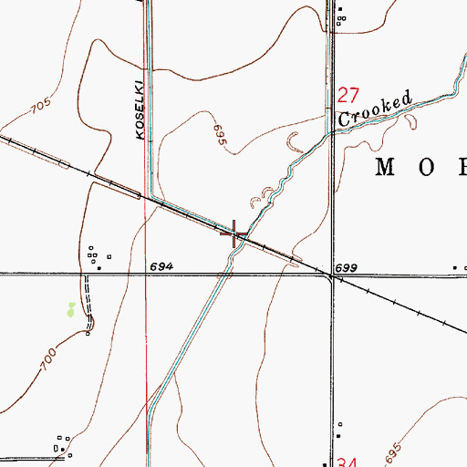 Topographic Map of Crooked Creek, IN