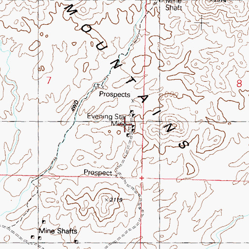 Topographic Map of Evening Star Mine, AZ