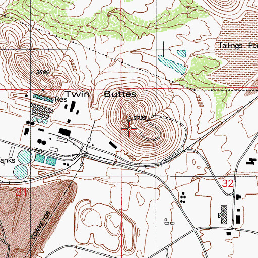 Topographic Map of KQYT-FM (Green Valley), AZ