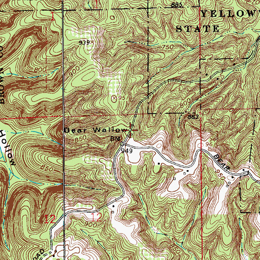 Topographic Map of Bear Wallow, IN