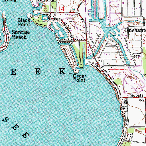 Topographic Map of Cedar Point, IN