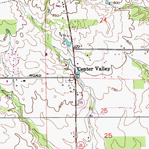 Topographic Map of Center Valley, IN