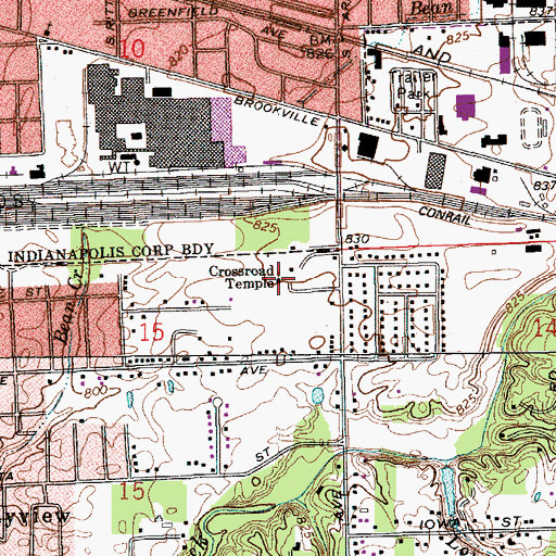 Topographic Map of Crossroad Temple, IN