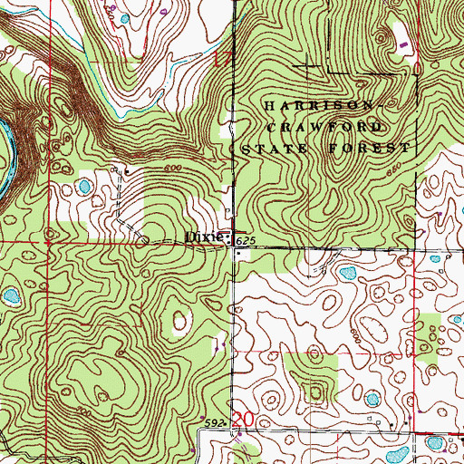 Topographic Map of Dixie, IN