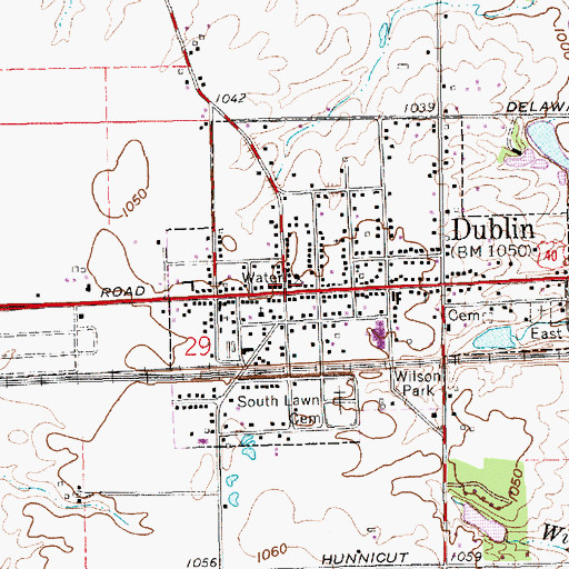 Topographic Map of Dublin, IN