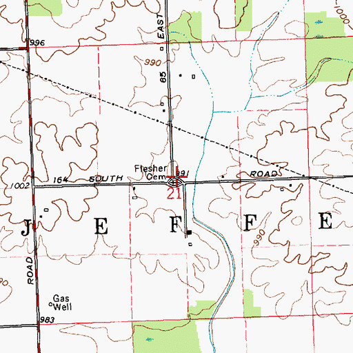 Topographic Map of Flesher Cemetery, IN