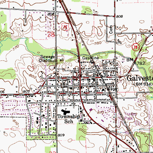 Topographic Map of Galveston, IN