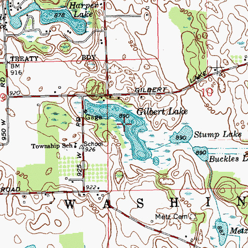 Topographic Map of Gilbert Lake, IN