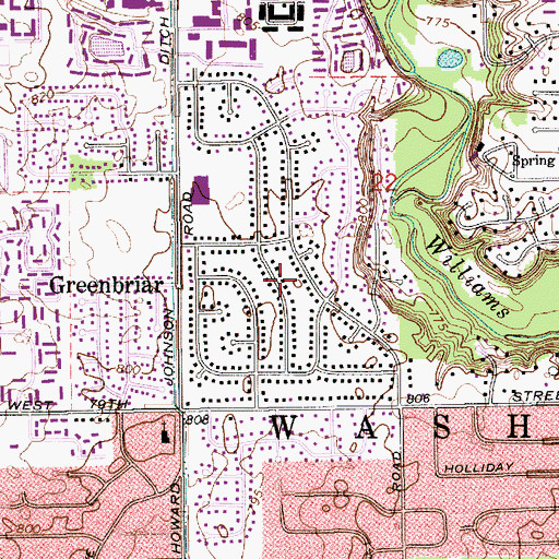 Topographic Map of Greenbriar, IN