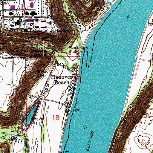 Topographic Map of Hanover Beach, IN
