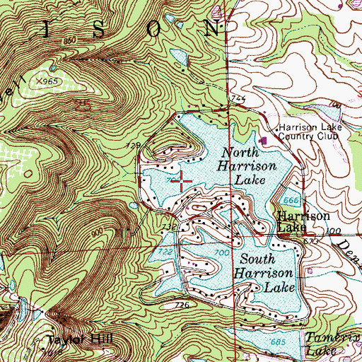 Topographic Map of Harrison Lake, IN