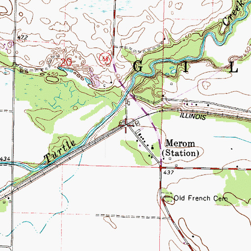 Topographic Map of Merom Station, IN