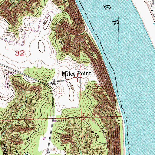 Topographic Map of Miles Point, IN