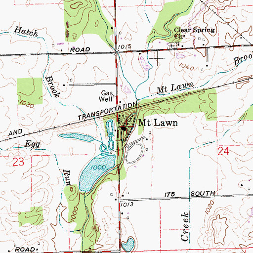 Topographic Map of Mount Lawn, IN