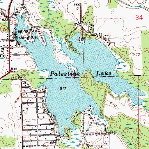 Topographic Map of Palestine Lake, IN