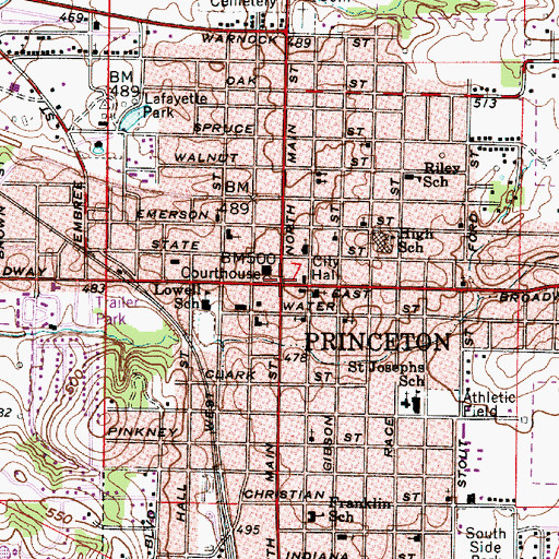 Topographic Map of Princeton, IN