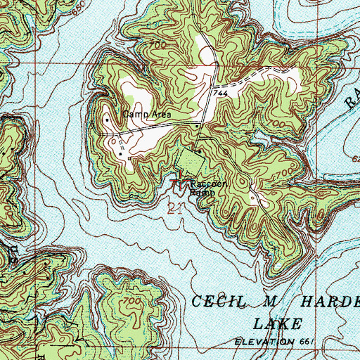 Topographic Map of Raccoon Ramp, IN