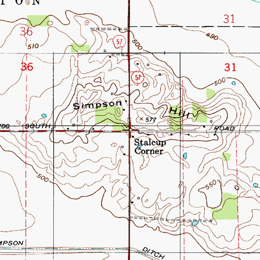 Topographic Map of Stalcup Corner, IN