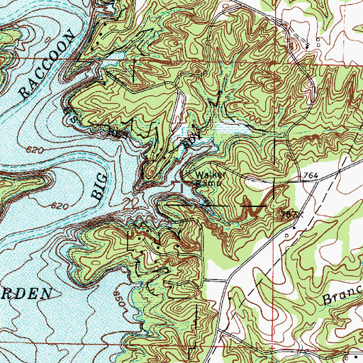 Topographic Map of Walker Ramp, IN