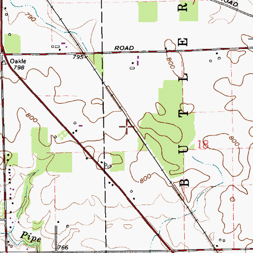 Topographic Map of Oakley, IN