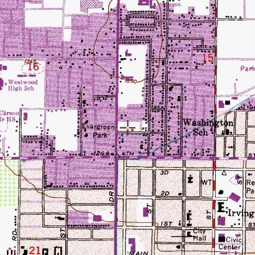 Topographic Map of Evergreen Park, AZ