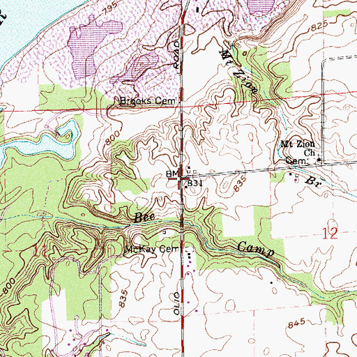 Topographic Map of Brooks, IN