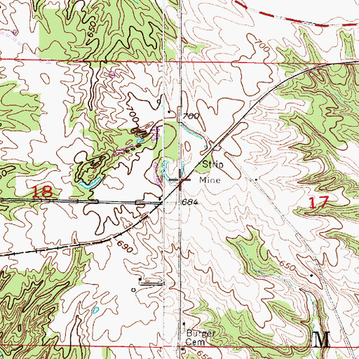 Topographic Map of Marion Mills, IN