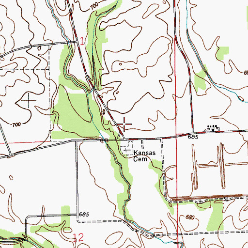 Topographic Map of Kansas, IN